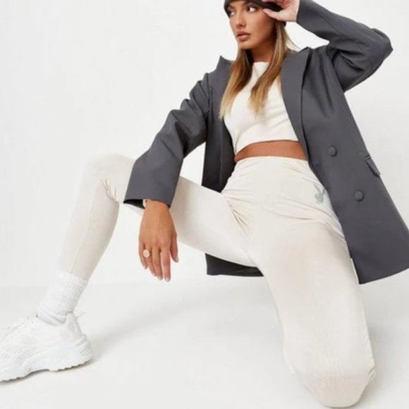 NWT | PLAYBOY x Missguided Lifestyle Soft Touch Leggings | Size 4 | Stone Colour - Picture 8 of 10
